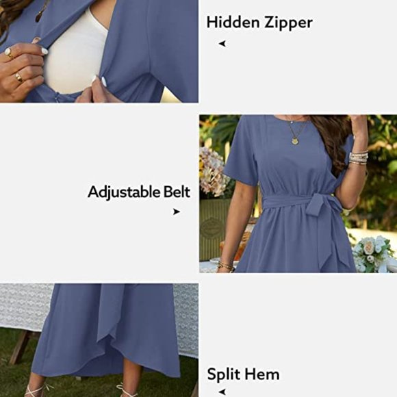 Cornflower Blue Split Hem Maternity Nursing Maxi Dress - NWT, Size S - Picture 7 of 16